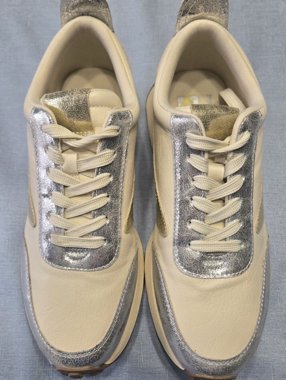 Dolce Vita Ivory Silver & Gold Metallic Retro Sneakers Size 9